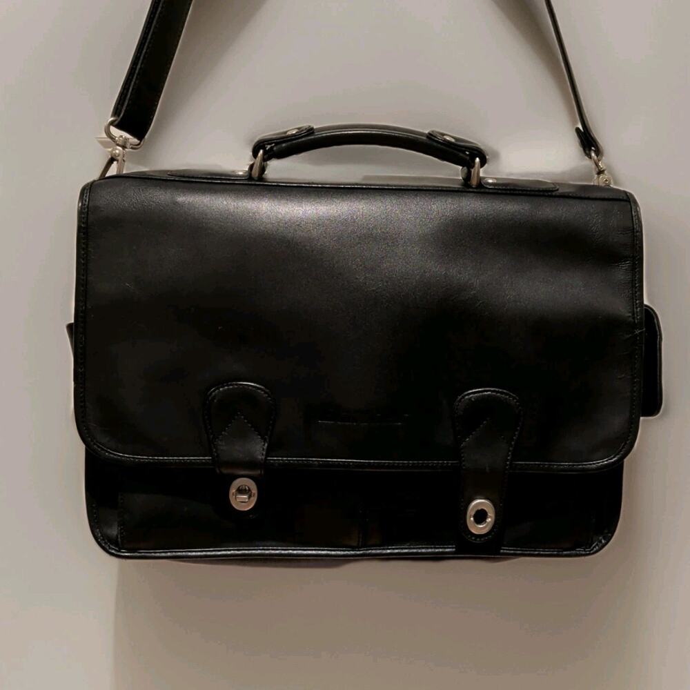 Baxter Men's Black 13 Inch Laptop Briefcase 100% Leather